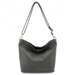 Leather Bucket Bag - Grey (SILVER HARDWARE)